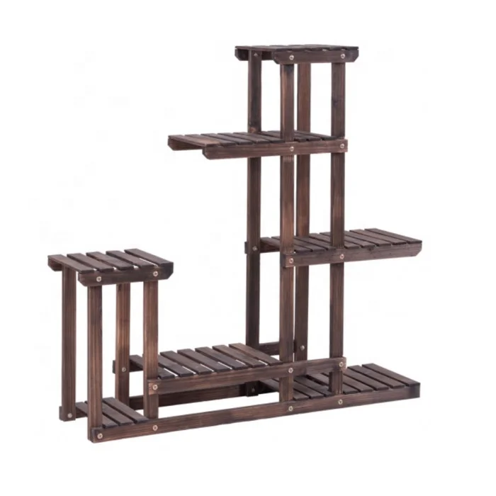 New Arrival Bamboo Plant Stand Flower Shelf 5 Tier Rack Wood Display for Garden Outdoor Cheap Decoration