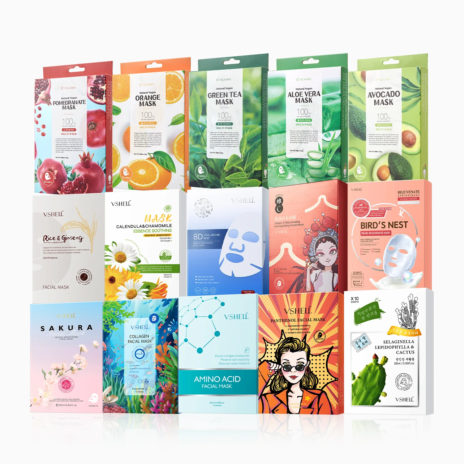 Wholesale Private Label Moisturizing Skin Care Face mask Cosmetic Facial Mask Beauty Fruit Vitamin C Sheet Mask Korean