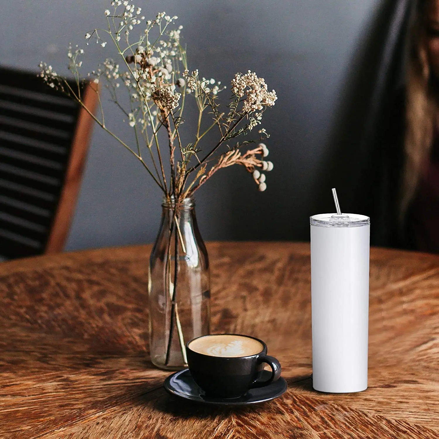 Skinny Stainless Steel flat bottom Double Insulated glass with lid Outdoor durable travel thin bottle Keep hot and cold