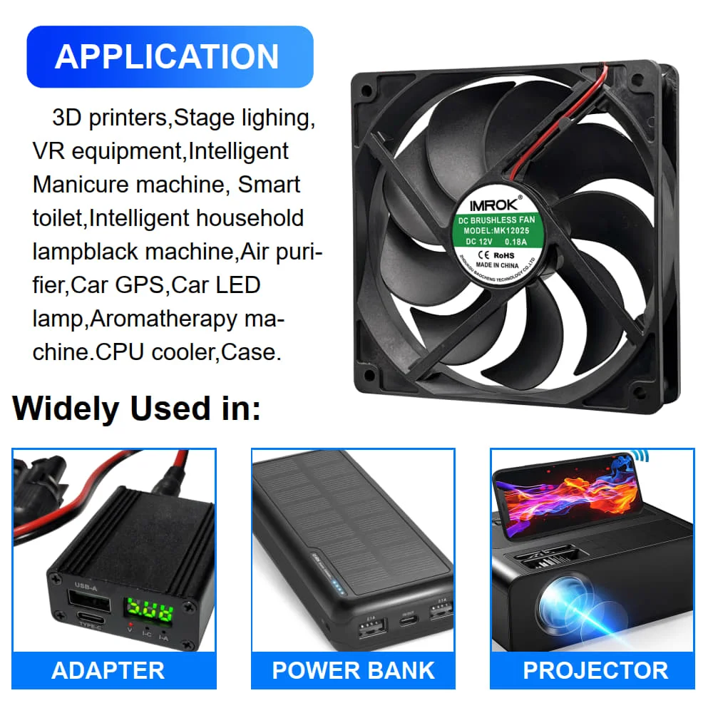 120x120x25mm fan dc 12v Silent Fans cooling brushless car 120mm axial flow cooling fan