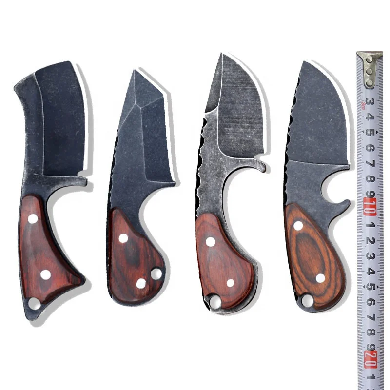 2025 NEW PL Portable Pocket Stone Wash Blade Outdoor Survival Knife For Wooden Handle Stainless Steel Hunting Knives Fixed Blade