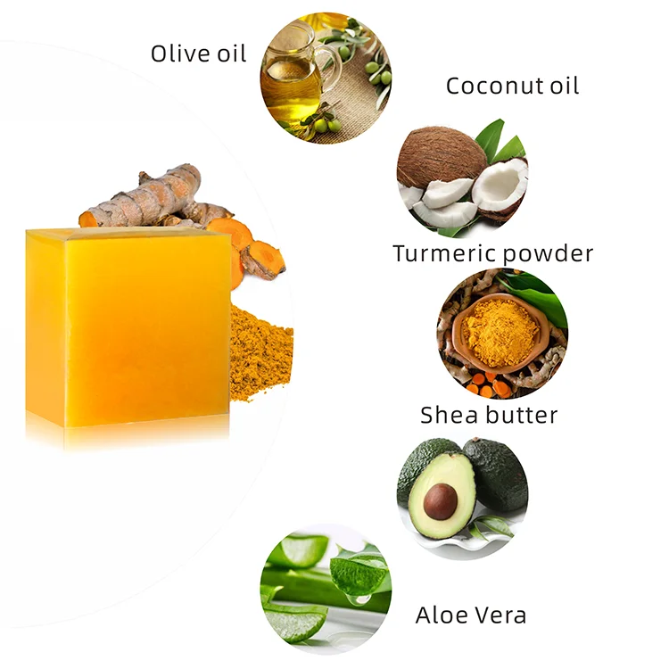 Частная этикетка Органическая натуральная кожа отбеливание акне бар Tumeric Kojic кислота и куркума