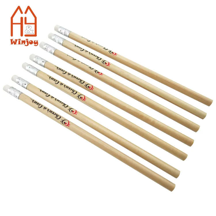  Natural wooden HB pencil with eraser and