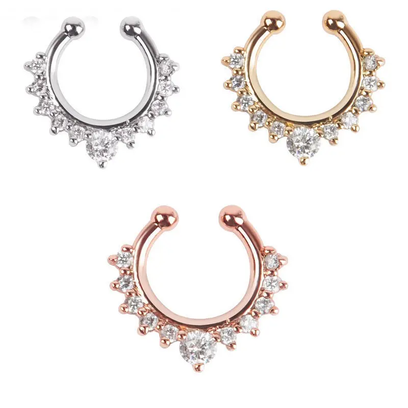 Best Selling Wholesale Body Jewelry Multicolor Crystal Gold Nose Ring Studs For Women