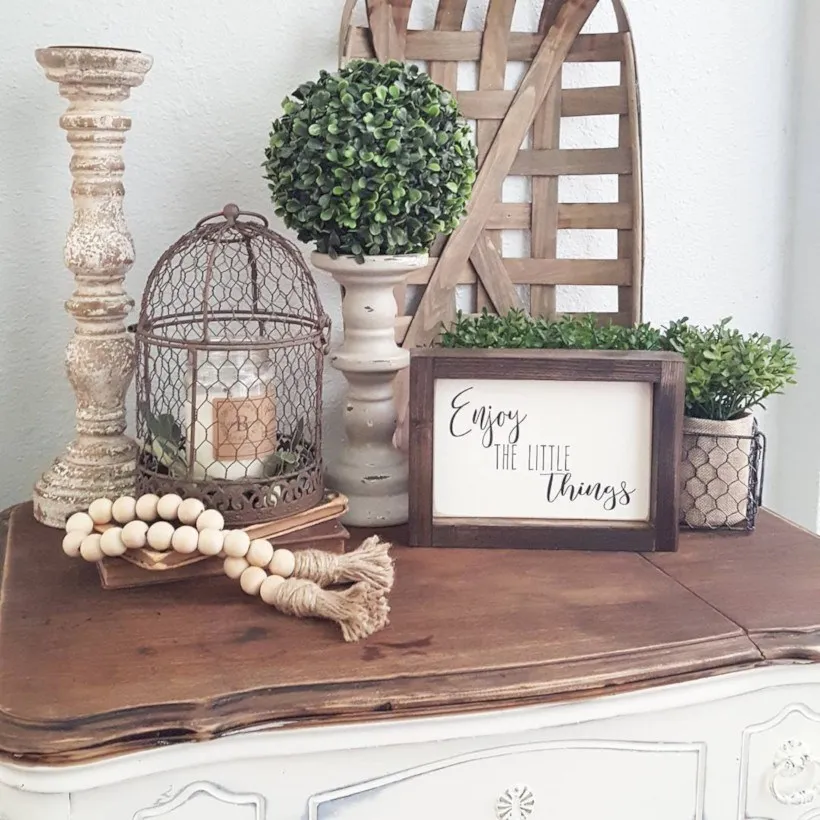 Vintage Wood Bead Garland Tassel Country Beads Wall Hanging Farmhouse Rustic Wooden Beads String with Country Jute Tassels