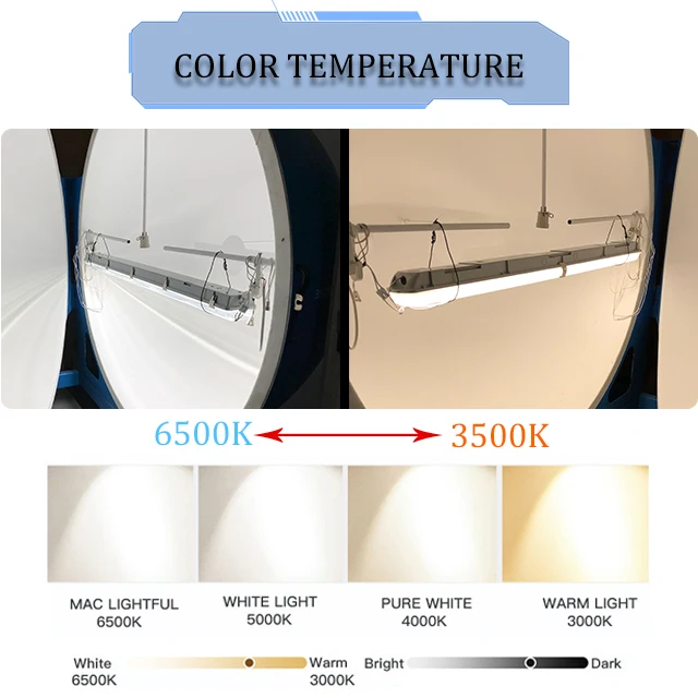 40w 60w tri-proof linear tube lamp cleaning room waterproof light 0.6m 1.2m 1.5m dali dimming led vapor tight fixture for garage