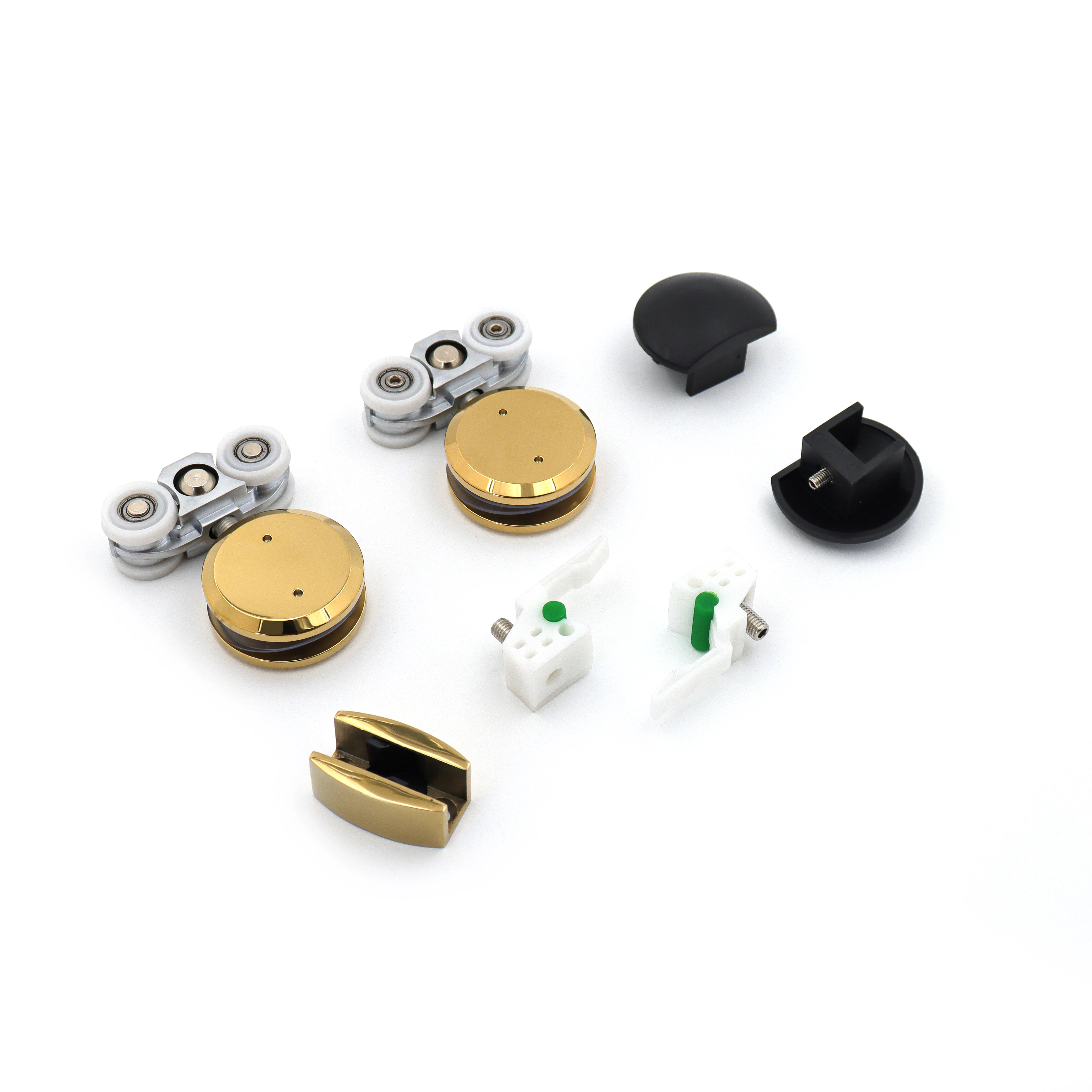 Golden  finish frameless sliding set hardware roller for glass door