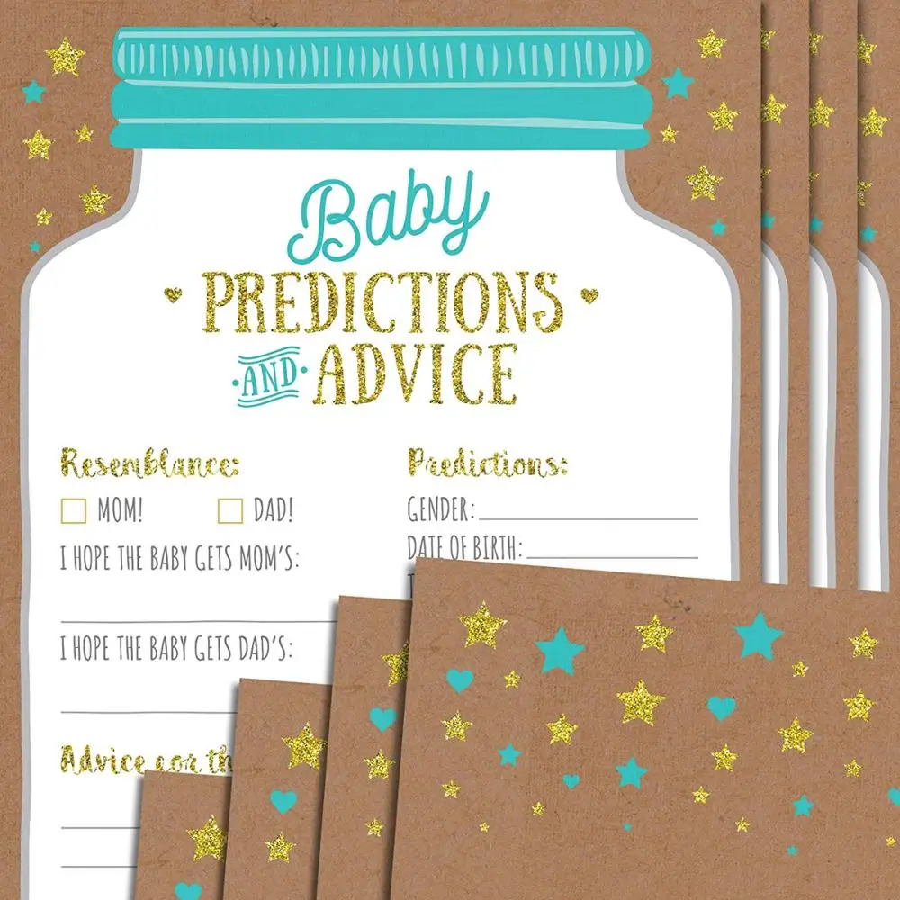50 mason jar gender neutral boy or girl  baby shower prediction advice cards for baby shower decorations or games