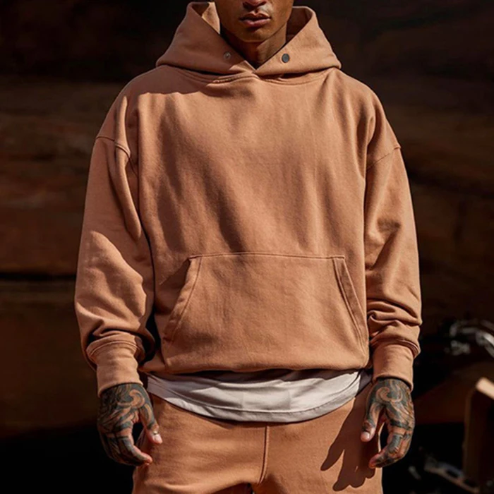 Blank Cotton Sweatsuit Unisex Puff Foam Print Men Custom Tracksuit Oversize Hoodie and Loose Sweat Pants