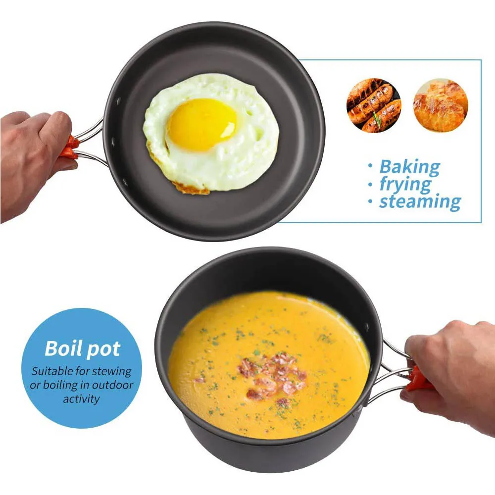 Factory wholesale Camping Cookware Kit Outdoor Cooking Set Aluminum Equipment