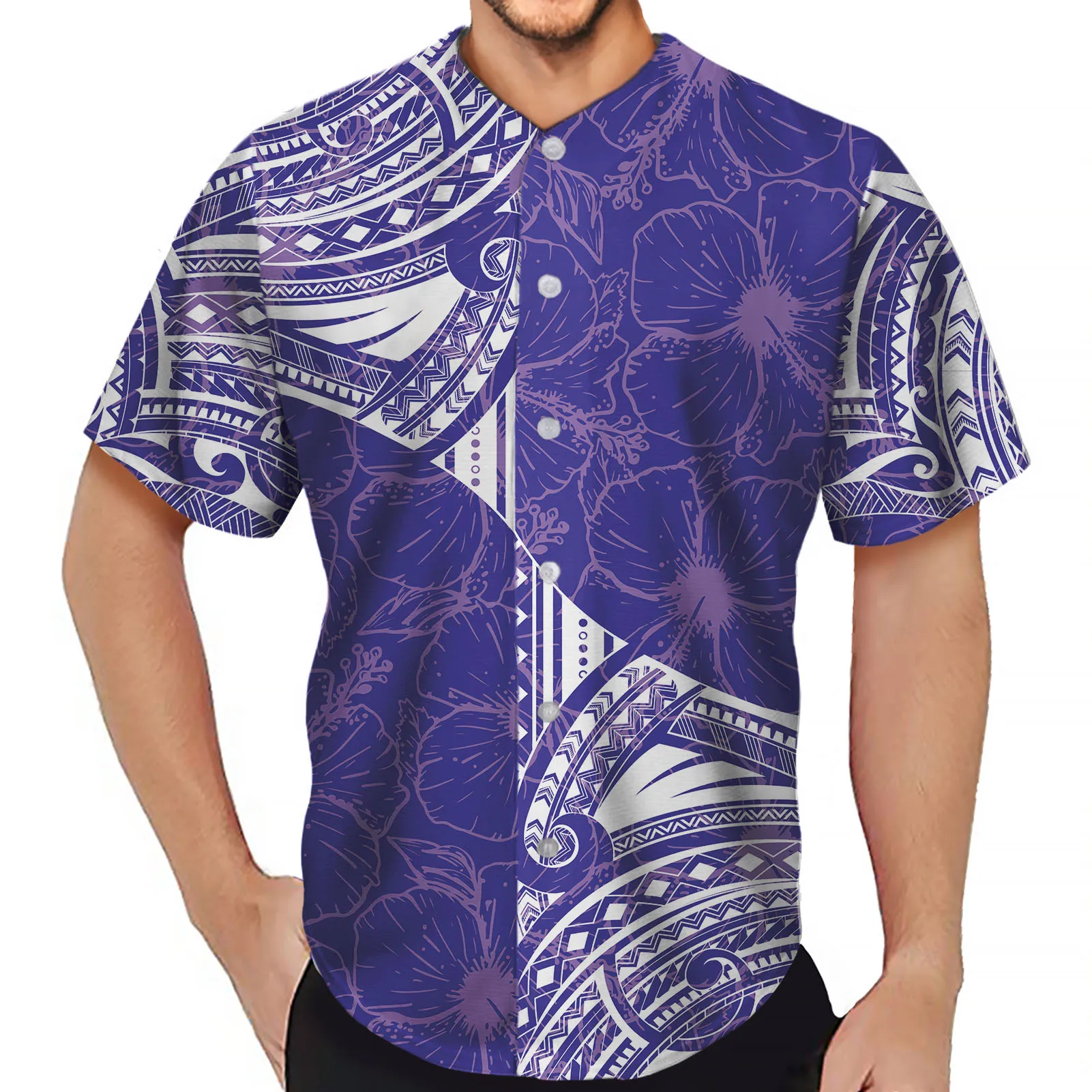 Luxury Polynesian Tribal Mens Buttons T-Shirt 3D Shirt Streetwear Printed Top Tees Hip Hop Custom Made Baseball Jersey T Shirt