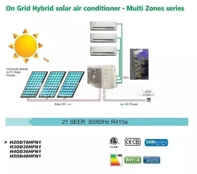 12000btu 18000btu 24000BTUSolar Ac Dc блоки кондиционер гибридный солнечный настенный сплит для Hom