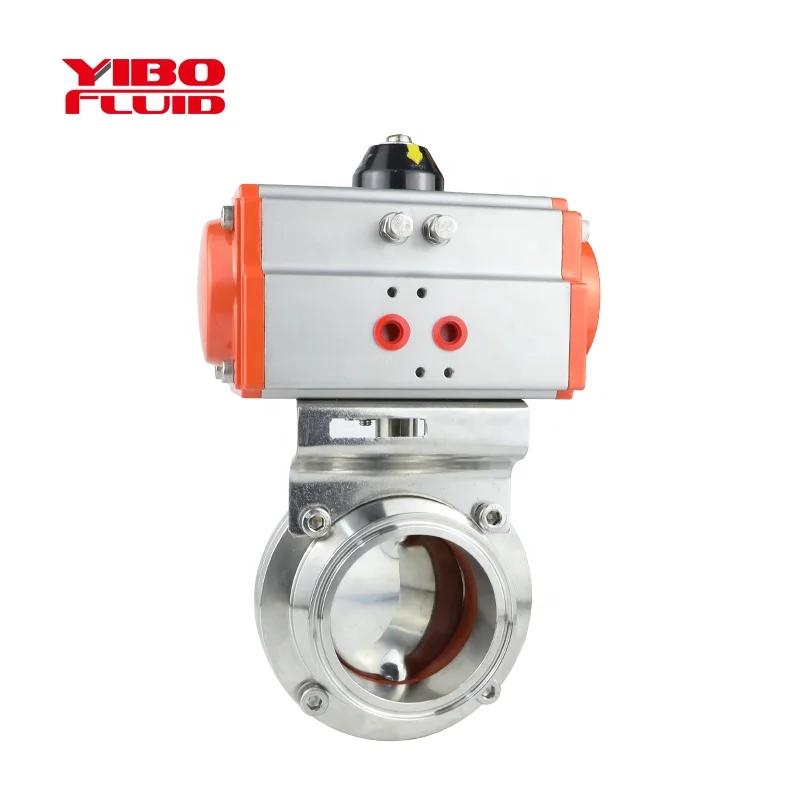YIBO Sanitary Aluminum Actuator Pneumatic for Butterfly Valve hygienic stainless steel quick-install butterfly valve