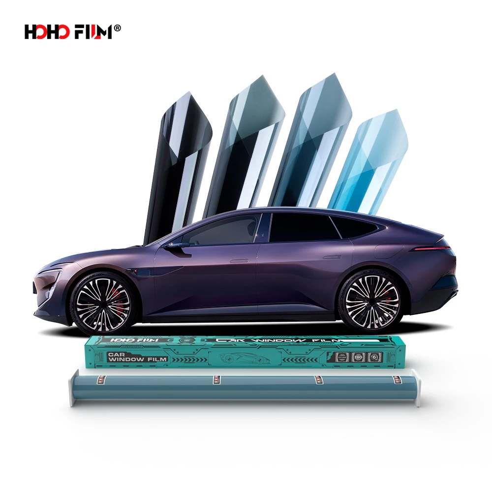 HOHOFILM Tinted Car Windows Glass Nano Ceramic Solar Film Light black Car Window Tint 5% 15% 35% 50% VLT car cheap solar film