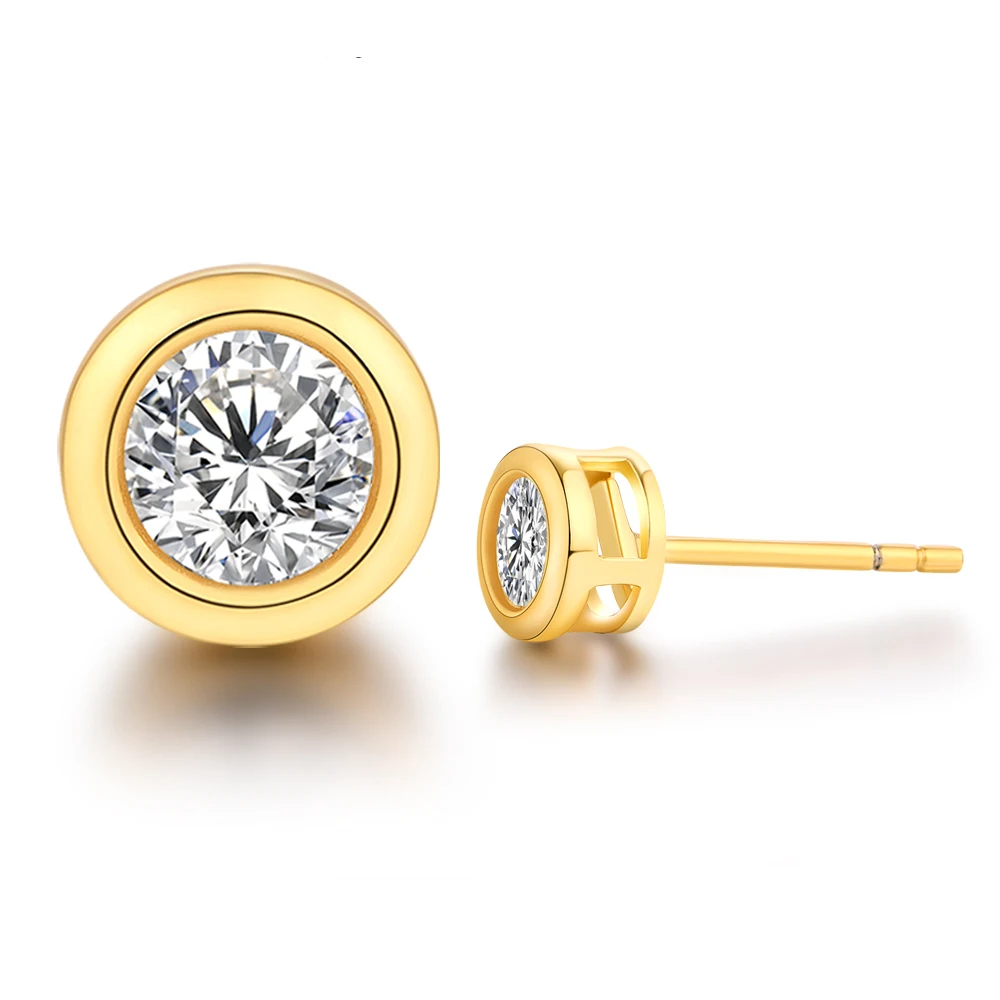 14K 10k gold D Color VVS 4mm Round Cut Moissanite Studs Earrings 925 Sterling Silver Fine Jewelry For Her
