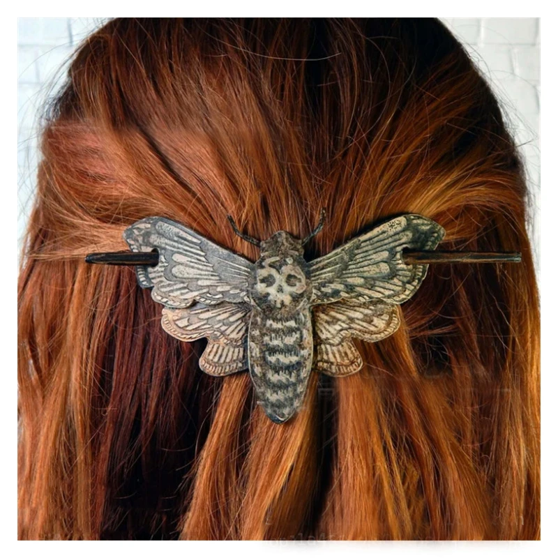 Заколка для волос с черепом смерти, винтажное украшение для волос на Хэллоуин