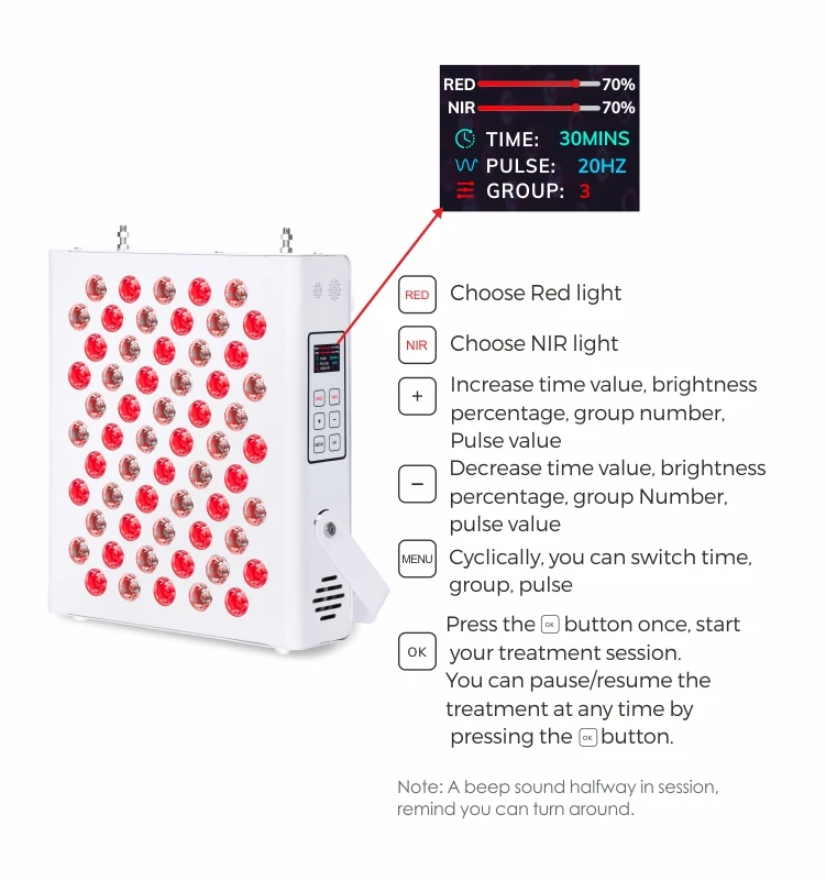 Red Light Therapy Device Light Therapy Panels 60Pcs Dual Chips Leds 630Nm 660Nm 810Nm 830Nm 850Nm Red Near Infrared Panel