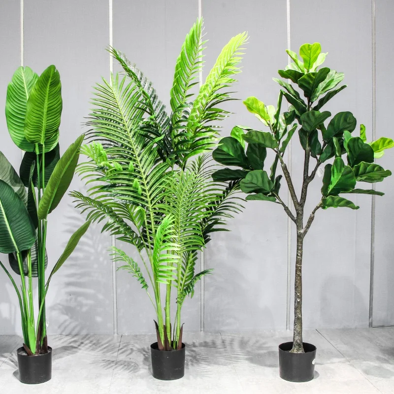 Silk Artificial Plants Decoration Bonsai Tree Banana Plant Pot Plant Artificial Plastics Home Garden Tree Decor Palm Olive