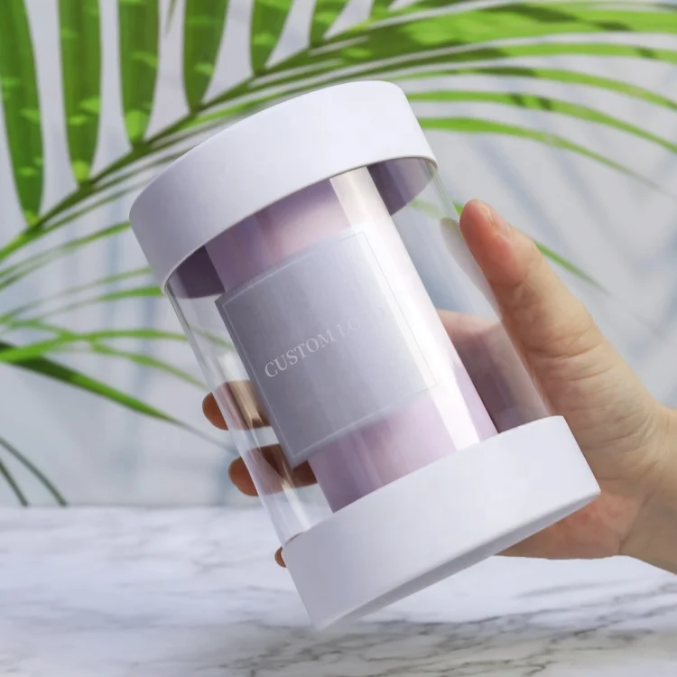 Easy assembly T shirt ties scarf gift cylinder clear pvc paper tube packaging box with window