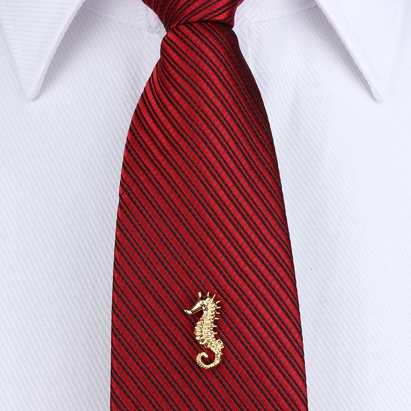 Haosen Wholesale High Quality Sea-horse Shape Cufflinks With Chains For Men 18K Gold Cufflinks Tie Tacks