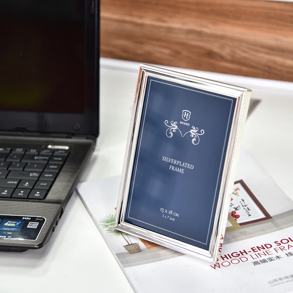 5x7inch Sweet Memories Premium Narrow Enamel Shiny Silver plated metal photo frame