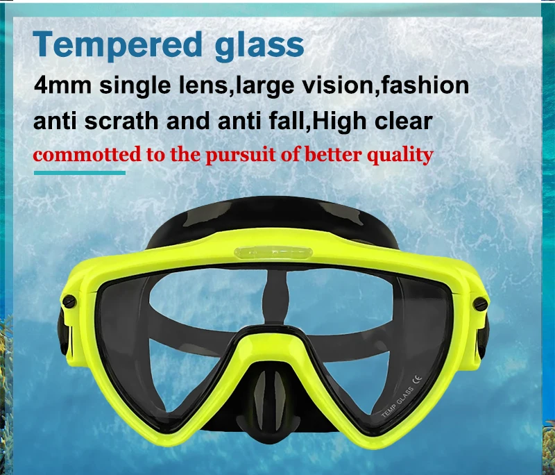 Aloma Ergonomic Design Low Volume Sealing Silicone Skirt Anti-fog Wide View Tempered Single Lens Scuba Diving Mask