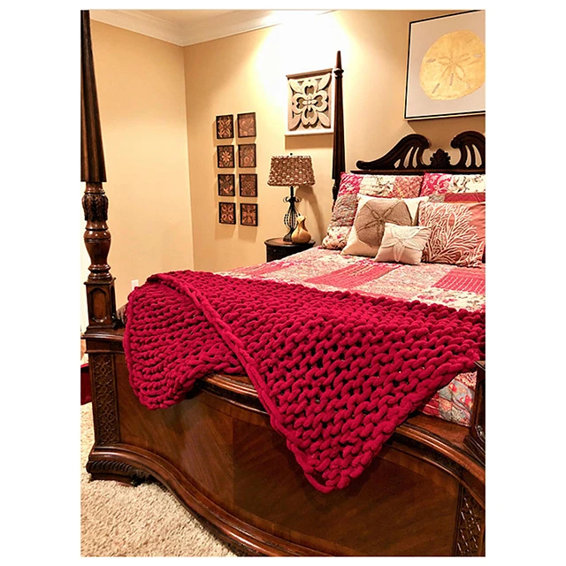 i@home polyester chunky knit luxury throw blanket super soft chenille throw blanket