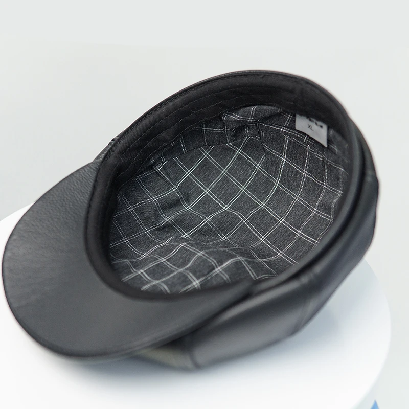 NAFA Custom Golf Leather Hat Men Women Vintage leather octagonal women beret hat