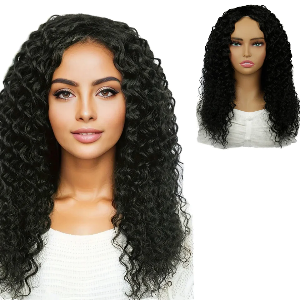 20-Inch Short Afro Wave Wig for Women Light Brown Curly Lace High-Temperature Synthetic Chemical Fiber Average Size