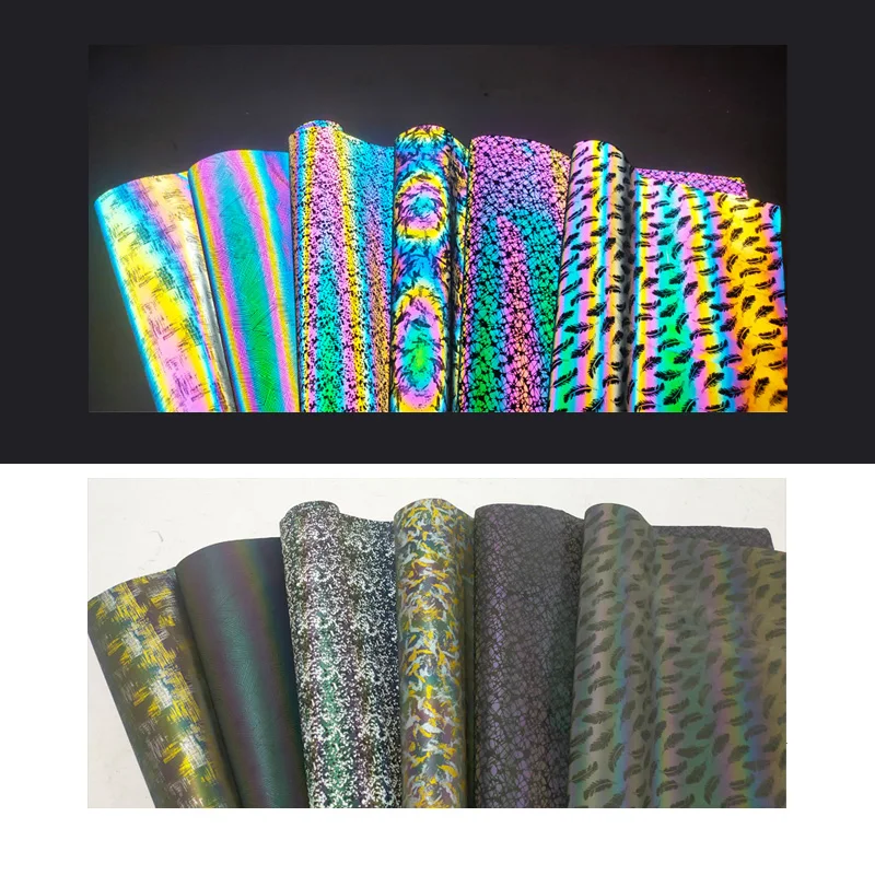 50cm 60cm easy weed rainbow iridescent printed reflective HTV heat transfer paper vinyl film sheet roll for clothing logo label