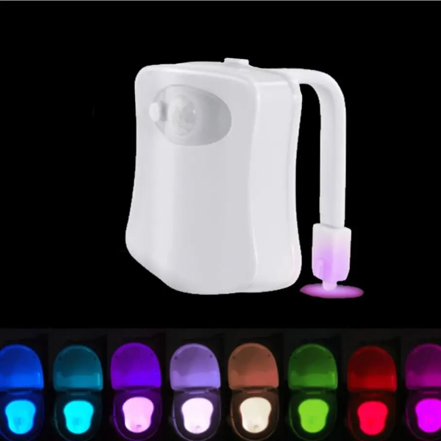 Умное сиденье для унитаза с пассивным ИК датчиком движения Водонепроницаемый ночник питанием от батарейки 3AAA светодиодная