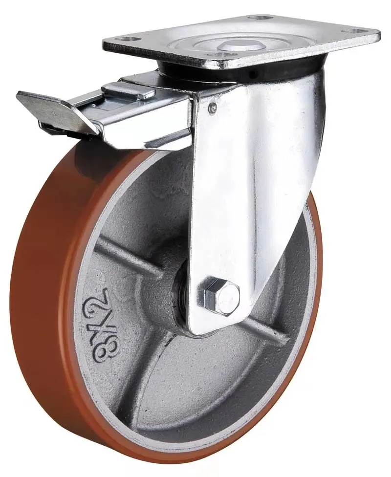 Industrial Trolley 4 inch 5 inch 6 inch 8 inch Heavy Duty Cast Iron PU Forklift Caster Wheel