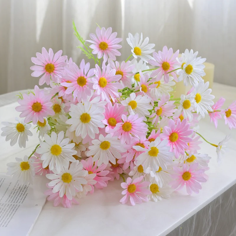 Daisies Artificial Flowers Faux Plants Table Centerpieces Arrangement Artificial Silk Flower For Farmhouse Home Decoration