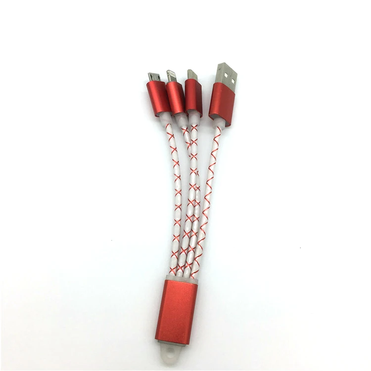  0 2 м перезаряжаемые цветной usb кабель с нейлоновой оплеткой Кабель Micro 8 Pin Type C мульти-функциональный телефон 3 в 1 нейлоновый Дата-кабель для зарядного