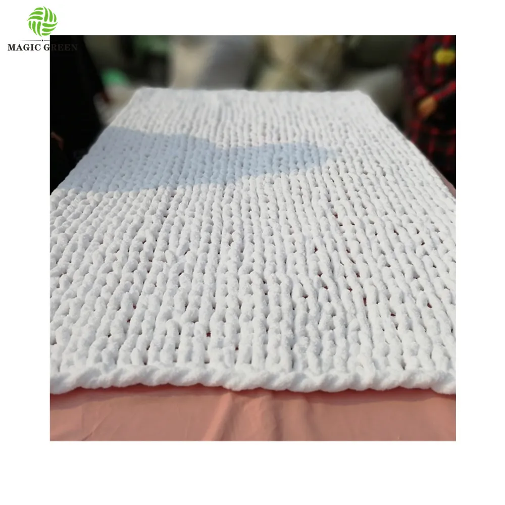 polyester thick chunky micro chenille  0.1s 2-2.5cm  jumbo yarn hand knitting hat rug plaid throw blanket