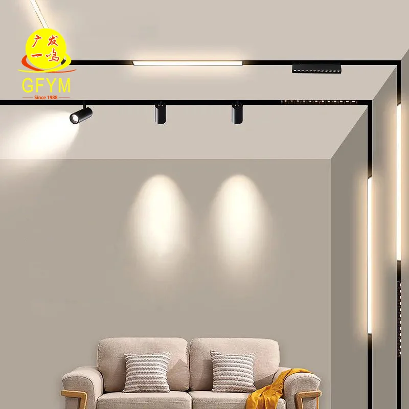 New trend GUANGFA 48V LED track light system 20W indoor magnetic track grille lamp adjustable for office rail lighting