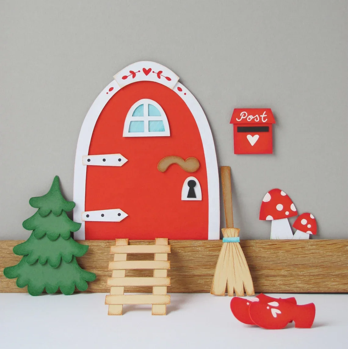 custom design farmhouse decoration DIY Christmas elf door kit gift for kids wooden Christmas fairy door