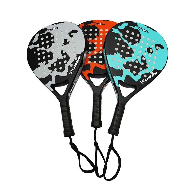 diamond/teardrop/round shape custom logo light weight high quality pro fiberglass carbon 3k 12k 18k padel racket