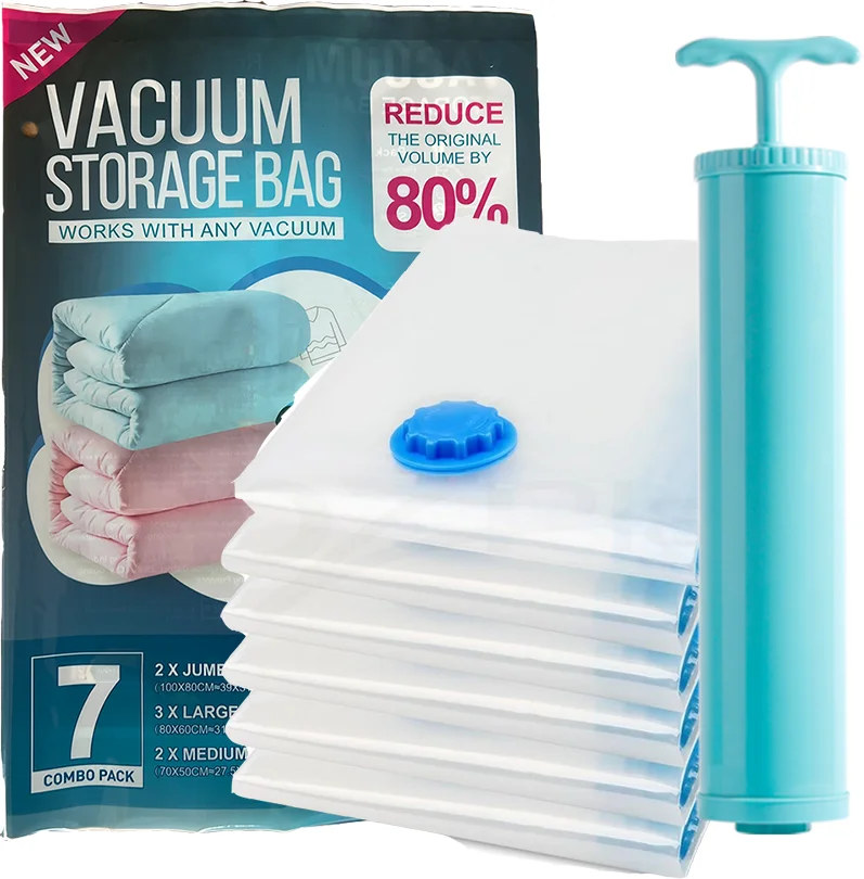 20 Pack Vacuum Storage Bags Reusable Vacuum Bag for Clothing Packaging Compression Bags for Travel with Electric Pump