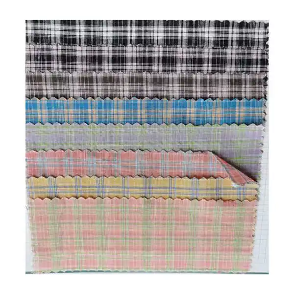 High quality 100% cotton double sided organic plaid shirt and skirt fabric