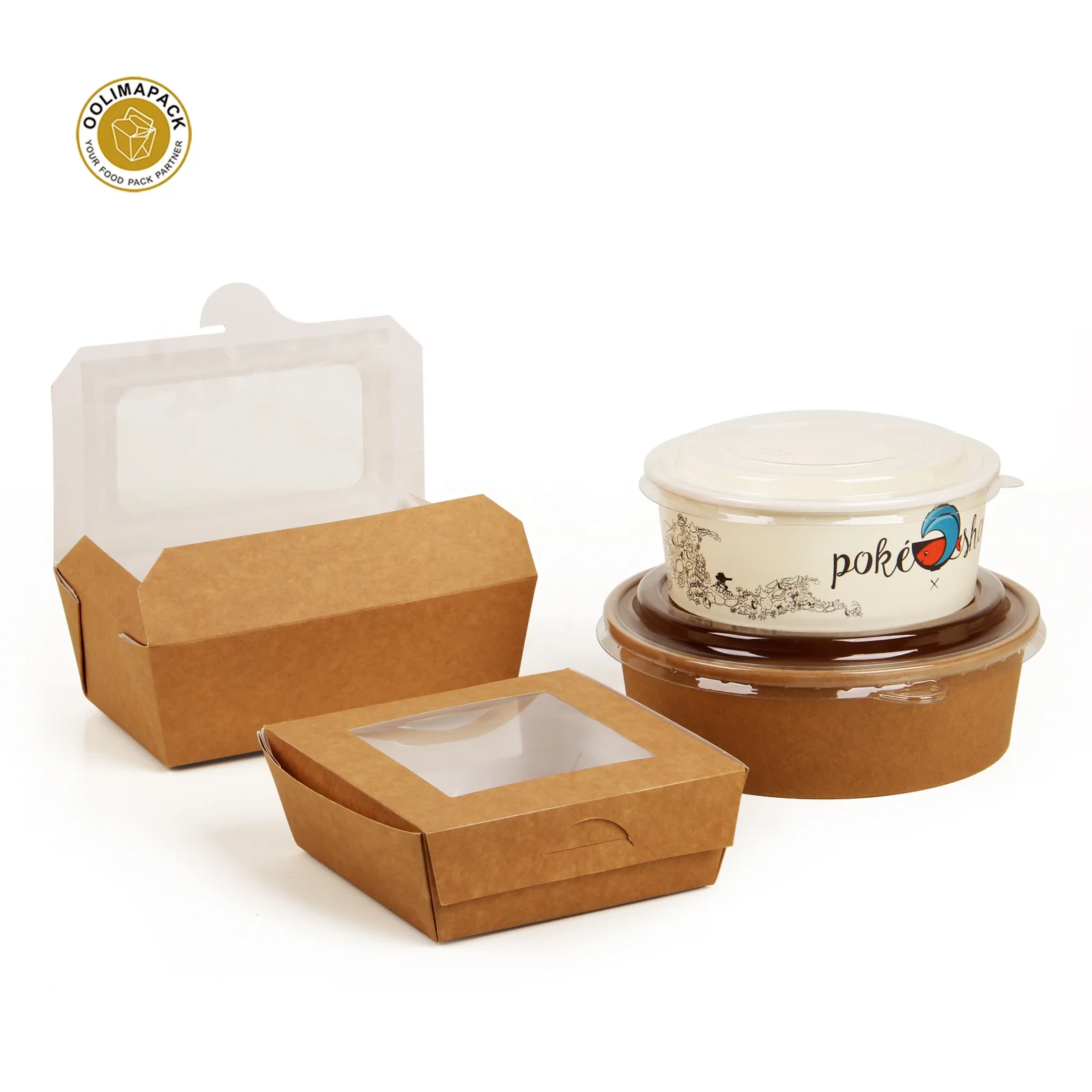 High Quality Cardboard Disposable Salad Box Packaging Salad Container with Lid