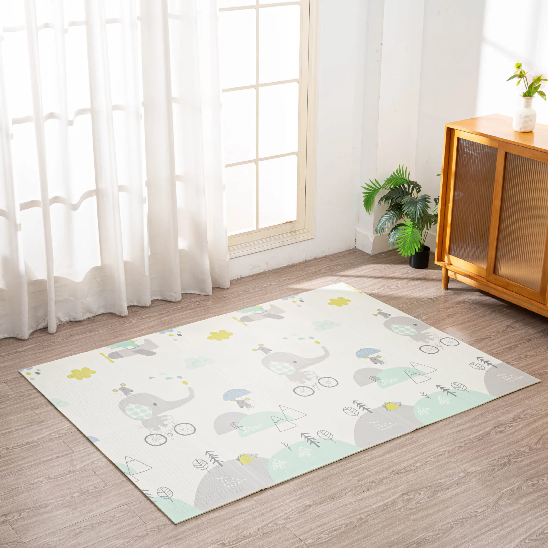 Arrivals elephant Factory Custom baby foldable play matExtra LargeelephantchildproofFabricPad RugPrinted