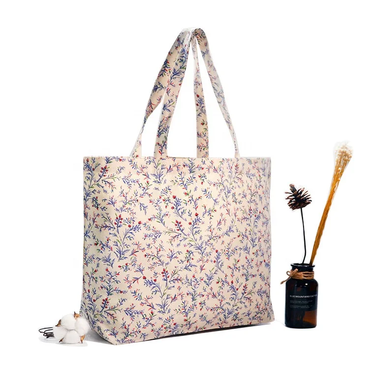 Wholesale Cotton Rope Handle Shoulder Tote Bag Cotton Beach Bag With Custom Printed Logo