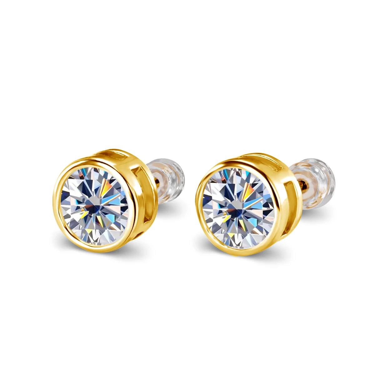 High Quality Gold Jewelry 2ct 1ct 0.5ct D Color VVS1 Moissanite Diamond AU750 Gold 18k Soild Gold Earrings