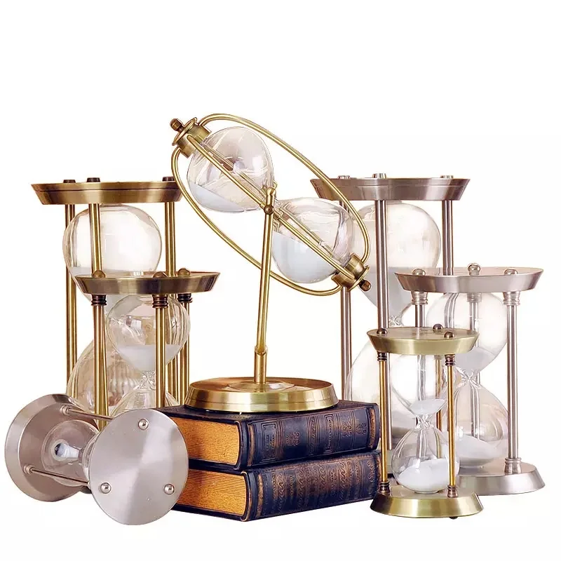 Transparent hourglass 15/30 minute watch timer clock home decoration metal hourglass
