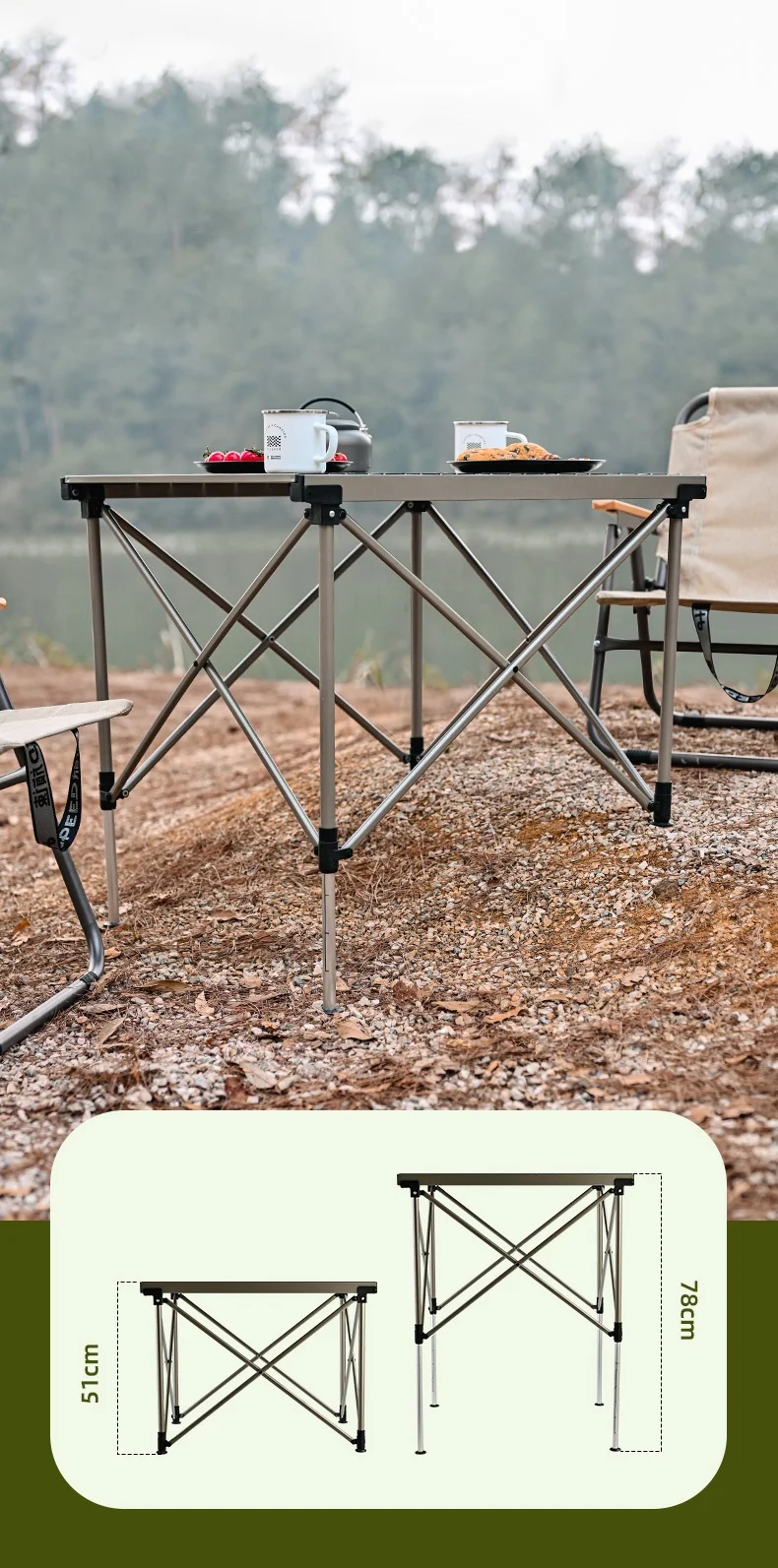 HISPEED Lightweight Portable Foldable Aluminium Camping Table Outdoor Adjustable Height Picnic Table Aluminium Foldable Table