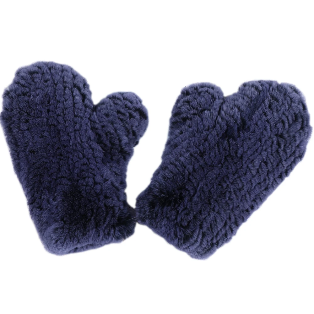 Женские зимние перчатки из натурального меха кролика Рекс, теплые толстые женские меховые варежки, эластичные лыжные перчатки для девочек, Мягкие Рукавицы