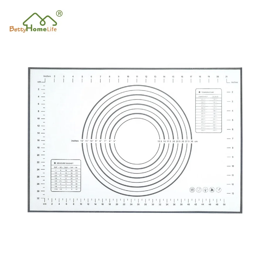 Wholesale Reusable Nonstick Silicone Pastry Baking Counter Mat Sheet Glass Fiber Dough Rolling Mat with Scale