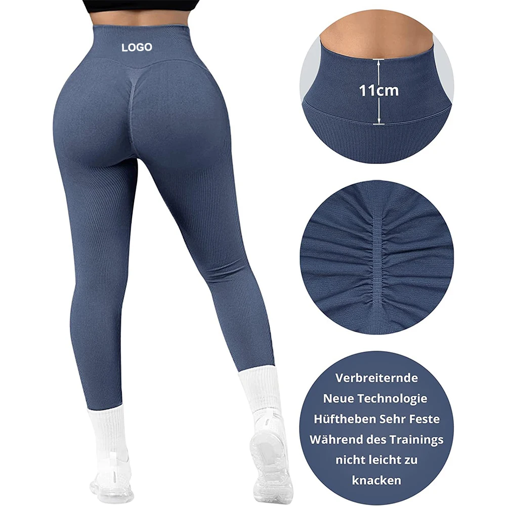 High Waist Sports Leggings Push Up Tight Butt Lifting Workout Pants Breathable Fitness Yoga Seamless Leggings For Women