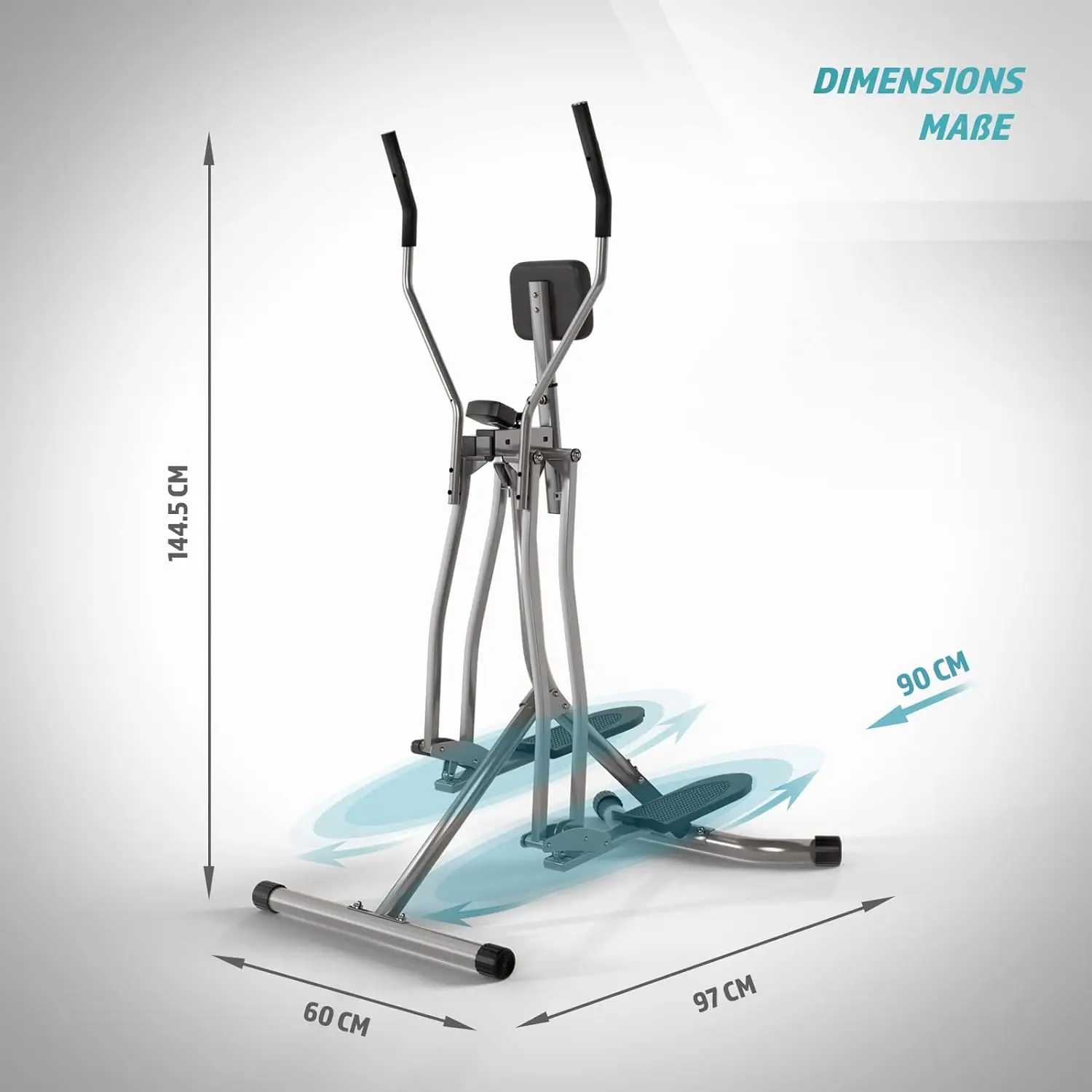 Leg Trainer with LCD Monitor, 120 kg Capacity, 35 In (90 cm) Stride, Steel - Air Glider  Cardio, Exercise Fitness Machine